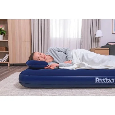 Bestway 2.03m x 1.52m x 22cm air mattress queen manual hand pump (air mattress, two pillows, repair patch, with air hammer-inflation pump)